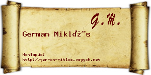 German Miklós névjegykártya